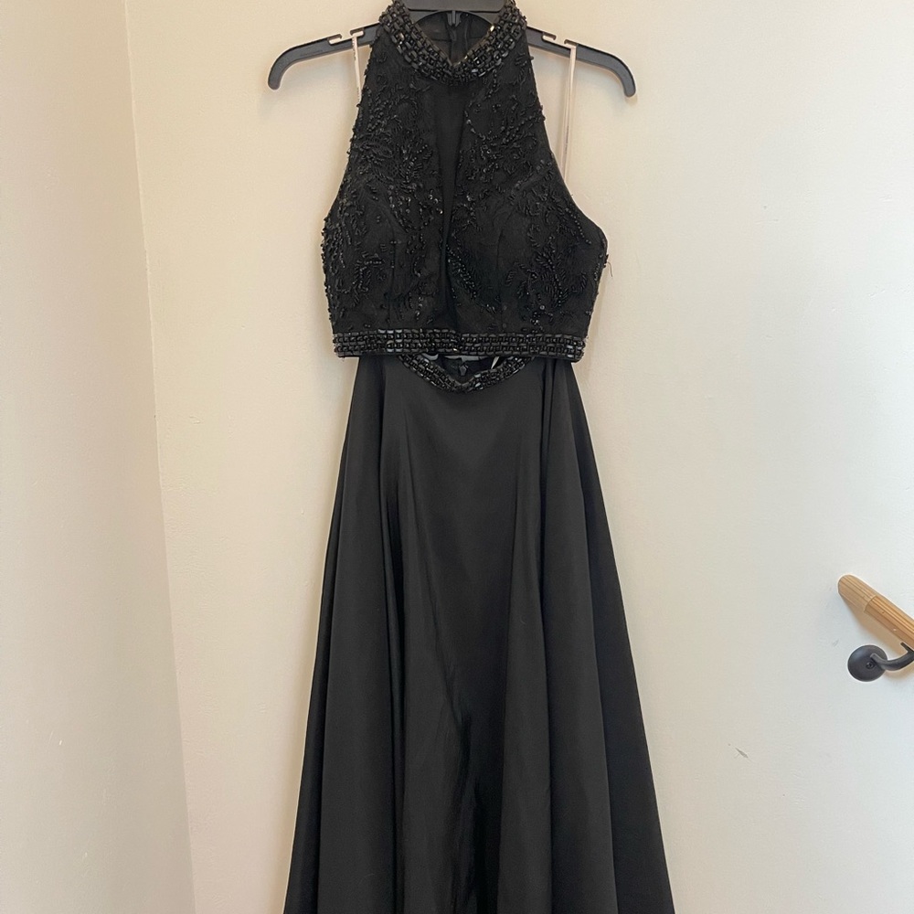 SHERRI HILL BLACK TWO PEICE PROM DRESS